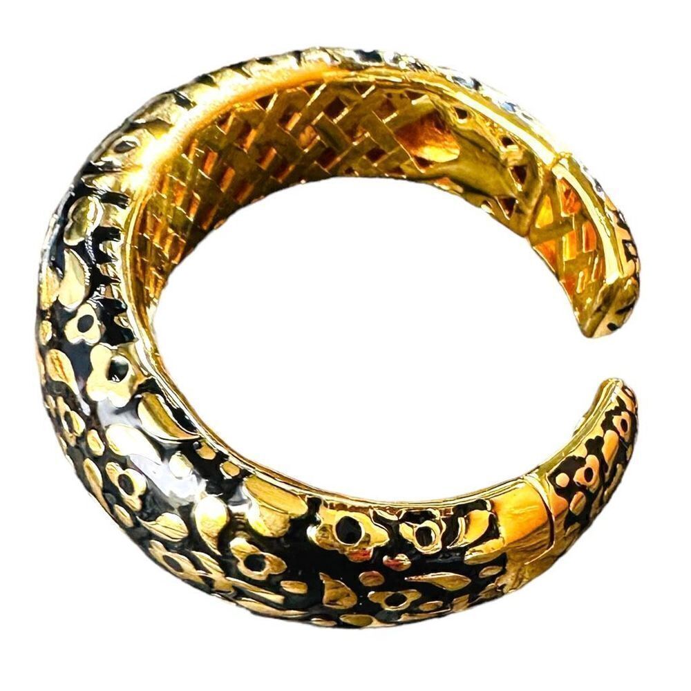 LAUREN G. ADAMS FLOWERS BY ORLY Elegant 18k Gold Plated Handmade Bangle Cuff Bra - Picture 9 of 9
